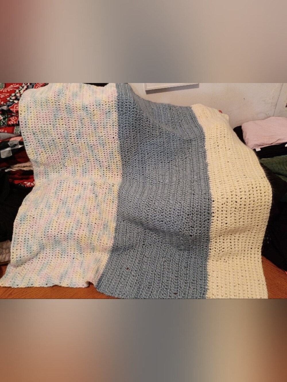 Cozy Small Colorblock Crochet Baby Blanket